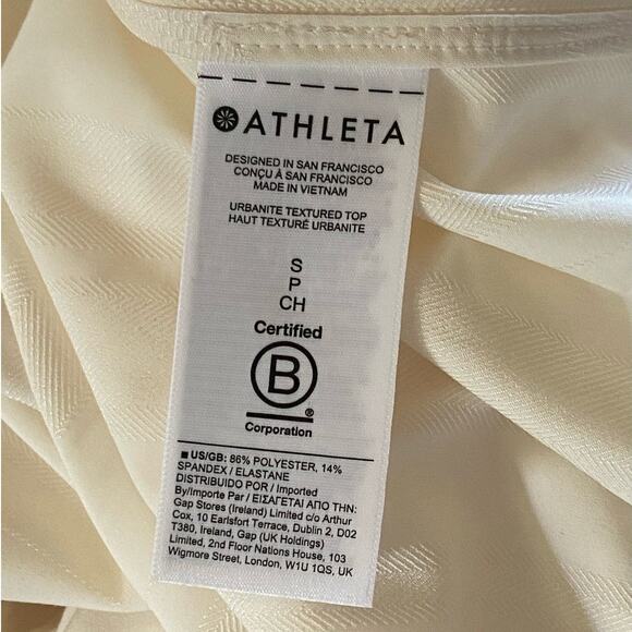 ATHLETA Urbanite Textured Tide Stripe Sea Salt Button Up Long Sleeve Top Small P - Picture 9 of 9